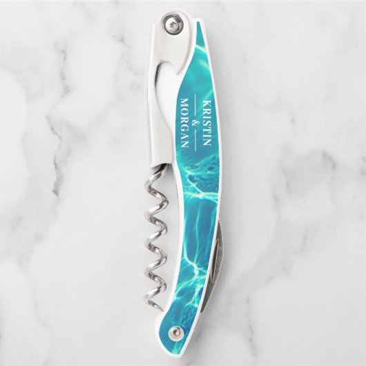 Summer Beach Wedding Bride Groom Name Kellnermesser (Vorderseite)