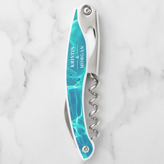 Summer Beach Wedding Bride Groom Name Kellnermesser (Rückseite)