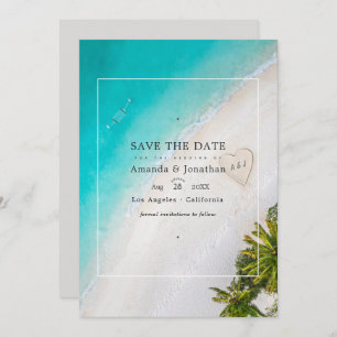 Summer Beach Wedding Monogram Foto Save The Date