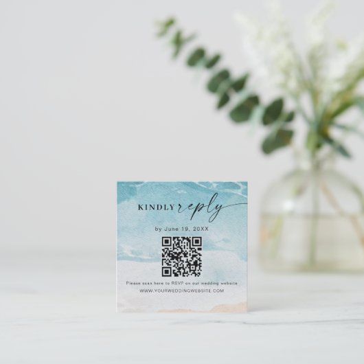 Summer Beach Wedding QR Code UAWG Enclosure Card Begleitkarte (Stehend Vorderseite)