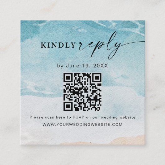 Summer Beach Wedding QR Code UAWG Enclosure Card Begleitkarte (Vorderseite)