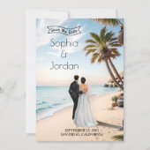 Summer Beach Wedding Save the Date Einladung (Vorderseite)