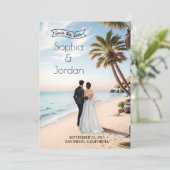 Summer Beach Wedding Save the Date Einladung (Stehend Vorderseite)