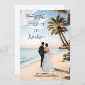 Summer Beach Wedding Save the Date Einladung (Vorne/Hinten)