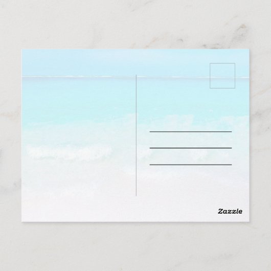 Summer Beach White Blue Danke Postkarte (Rückseite)