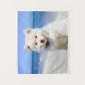 Summer Beach White Spitz Samoyed Pet Dog Canine Wandteppich (Vorderseite)
