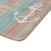 Summer Beach Wood Nautical Stripes & Anchor Schneidebrett (Ecke)
