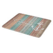 Summer Beach Wood Nautical Stripes & Anchor Schneidebrett (Ecke)