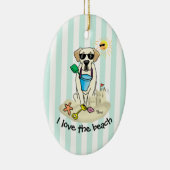 Summer Beach Yellow Labrador Retriever - Niedliche Keramik Ornament (Rechts)