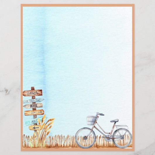 Summer Beachside Bicycle Letter Ungereiftes Papier (Vorderseite)