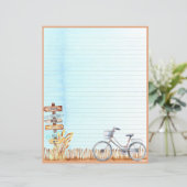 Summer Beachside Bicycle Letter Writer Paper (Stehend Vorderseite)