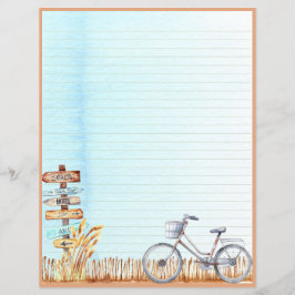 Summer Beachside Bicycle Letter Writer Paper