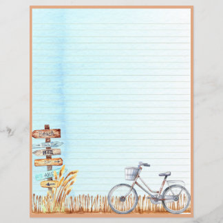 Summer Beachside Bicycle Letter Writer Paper