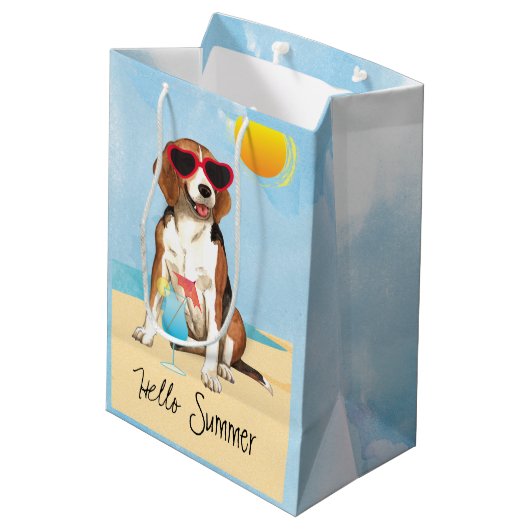 Summer Beagle Mittlere Geschenktüte (Rückseite Schrägansicht)
