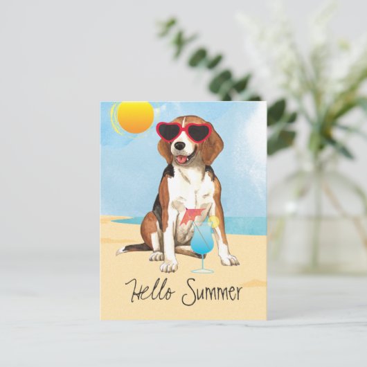 Summer Beagle Postkarte (Stehend Vorderseite)