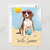 Summer Beagle Postkarte (Vorne/Hinten)