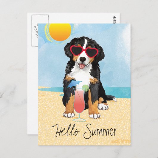 Summer Bernese Mountain Dog Postkarte (Vorne/Hinten)