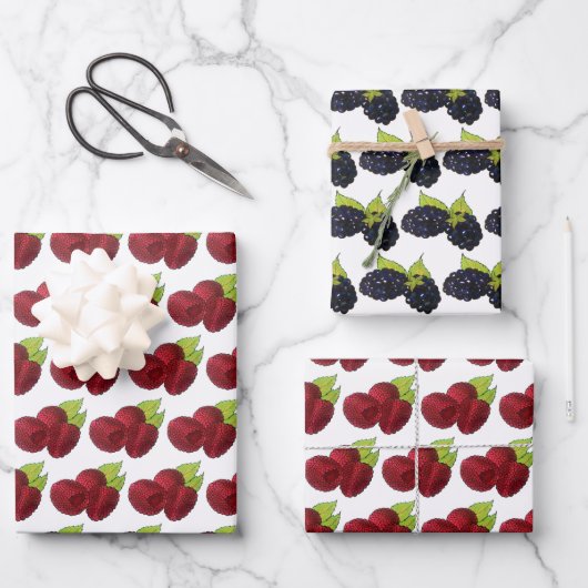 Summer Berries Raspberry BlackBerry Berry Frucht Geschenkpapier Set (Vorderseite)