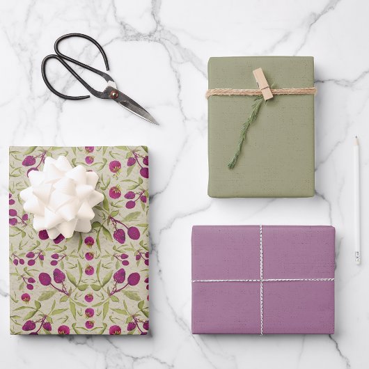 Summer Berries Wasserfarbe Decoute Geschenkpapier Set