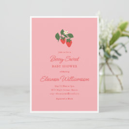 Summer Berry Sweet Strawberry Pink Baby Shower Einladung