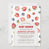 Summer Berry Sweet Watercolor Babydusche Einladung (Vorderseite)