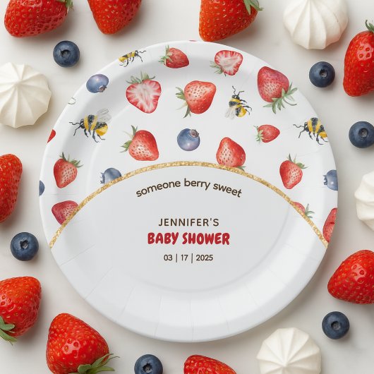 Summer Berry Sweet Watercolor Babydusche Pappteller
