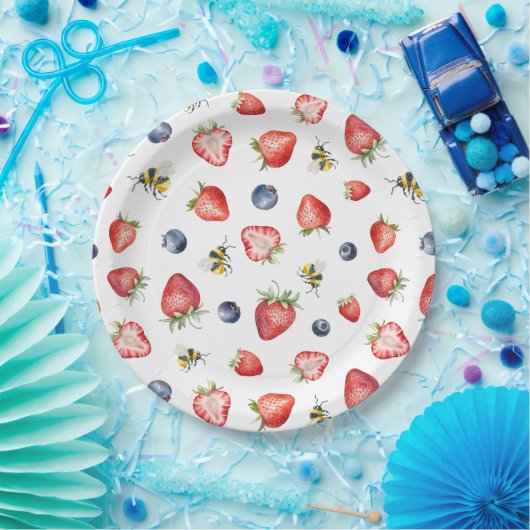 Summer Berry Sweet Watercolor Babydusche Pappteller (Party)
