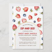 Summer Berry Sweet Watercolor Sip und sehen Einladung (Vorderseite)