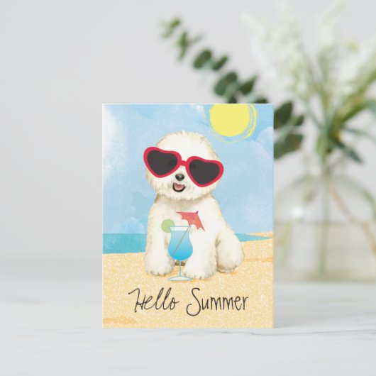 Summer Bichon Frise Postkarte (Stehend Vorderseite)