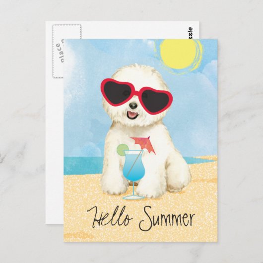 Summer Bichon Frise Postkarte (Vorne/Hinten)