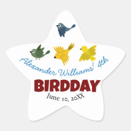 Summer Bird Illustration Kid's Birthday Party Stern-Aufkleber