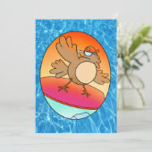 Summer Bird Surfer Card Karte (Stehend Vorderseite)