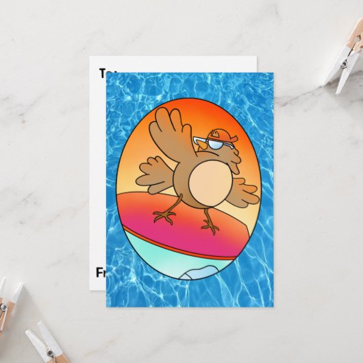Summer Bird Surfer Card Karte (Vorderseite/Rückseite Beispiel)