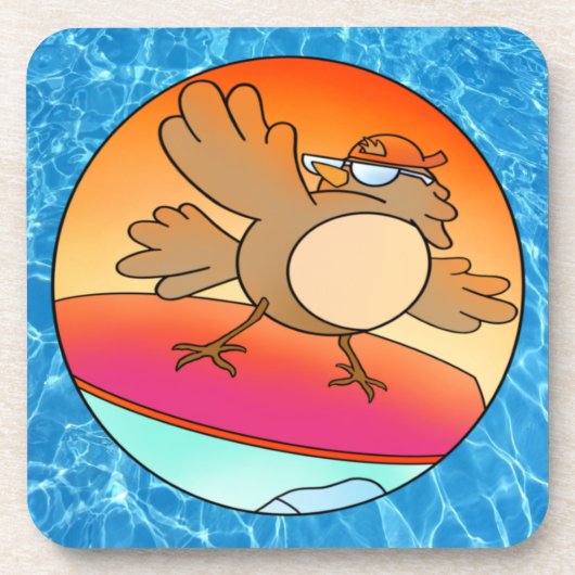 Summer Bird Surfer Getränkeuntersetzer (Vorderseite)