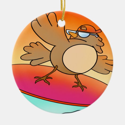 Summer Bird Surfer Keramik Ornament (Vorne)