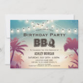 Summer Birthday GRILLEN Party Palm Tree String Lig Einladung (Vorderseite)