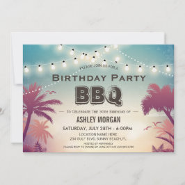 Summer Birthday GRILLEN Party Palm Tree String Lig Einladung