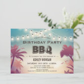 Summer Birthday GRILLEN Party Palm Tree String Lig Einladung (Stehend Vorderseite)