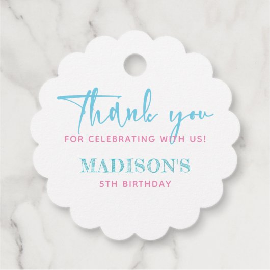 Summer Birthday Party Danke Geschenkanhänger (Rückseite)