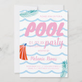 Summer Birthday Pool Beach Waves Einladung (Vorderseite)