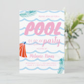 Summer Birthday Pool Beach Waves Einladung (Stehend Vorderseite)