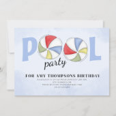 Summer Birthday Pool Party Beach Balls Einladung (Vorderseite)