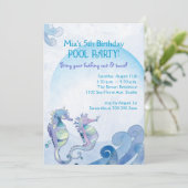 Summer Birthday Pool Party Einladung (Stehend Vorderseite)