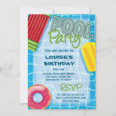 Summer Birthday Pool Party Einladung (Vorderseite)