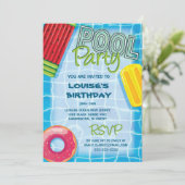 Summer Birthday Pool Party Einladung (Stehend Vorderseite)