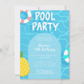 Summer Birthday Pool Party Einladung (Vorderseite)