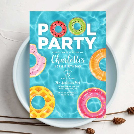 Summer Birthday Pool Party Invitation Einladung