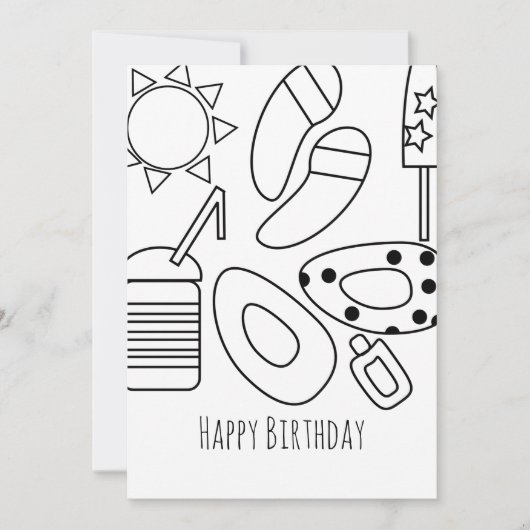 Summer Birthday Schwarz-weiße Karte (Vorderseite)