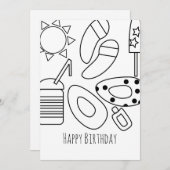 Summer Birthday Schwarz-weiße Karte (Vorne/Hinten)