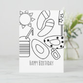 Summer Birthday Schwarz-weiße Karte (Stehend Vorderseite)